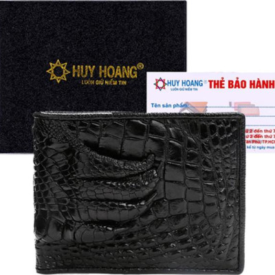 Ví Nam Da Cá Sấu Gù Chân Huy Hoàng HT2232 (12.5 x 10 cm) - Đen