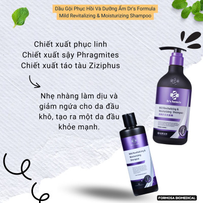 Combo Dầu Gội Xả chăm sóc da đầu khô nhạy cảm dưỡng tóc bóng mượt Dr