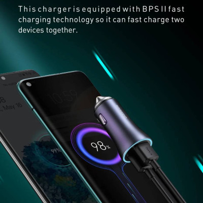 Tẩu củ sạc nhanh 40W cổng PD type c và USB hiệu Baseus Goldern Contactor  Pro đa năng cho xe hơi / xe ô tô trang bị LED đổi màu, Quick Charge 3.0 / Quick Chagre 4.0, PD 3.0, smartchip BPS 2.0 - Hàng nhập khẩu