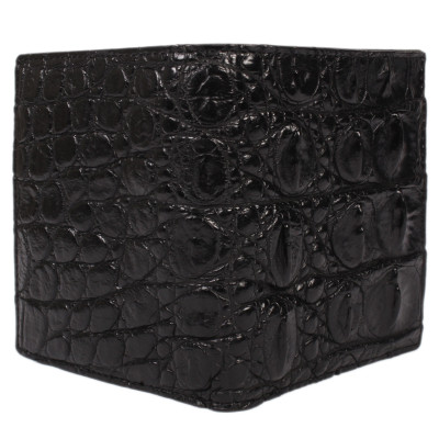 HC2784 - Bóp nam Huy Hoàng da cá sấu gai kiểu đứng màu đen