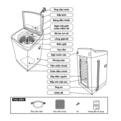 Máy giặt cửa trên Aqua 10.5kg AQW-FR105JT.BK - Freeship toàn quốc - Bảo hành 2 năm - Hỗ trợ lắp đặt - Hàng chính hãng