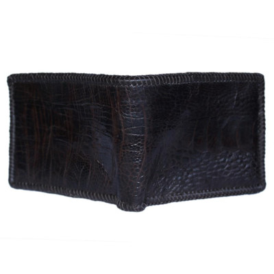 HC2417 - Bóp nam Huy Hoàng da đà điểu đan viền màu nâu đất