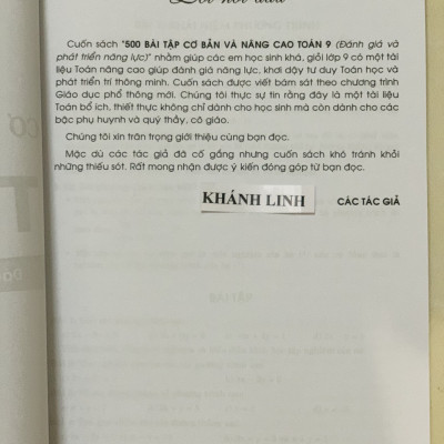Sách - 500 Bài tập cơ bản và nâng cao Toán lớp 9