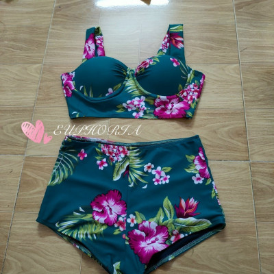 Đồ Bơi Đồ Tắm Biển Bikini 2 Mảnh Quần Cạp Cao