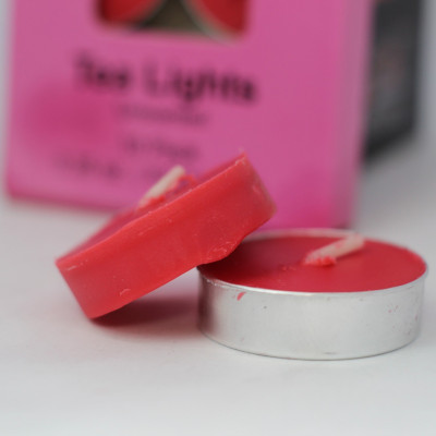 Nến trà Tealight màu đỏ hộp 10 viên chính hãng R2D không khói không mùi dùng cho đèn thiền