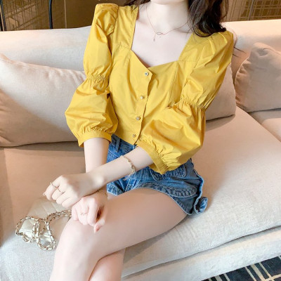 ÁO CỔ VUÔNG TAY NHÚN XINH XẮN