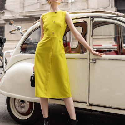 Đầm vàng chanh túi xéo NGADO