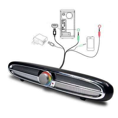 Loa Soundbar hổ trợ USB Smalody 3,5 mm,siêu trầm 10W/ Giắc cắm tai nghe micrô cho máy tính, để bàn,TV