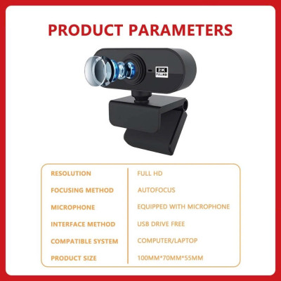 Webcam Cho Máy Tính PC Laptop 2K FullHD Kèm Mic Tích Hợp Micro To Rõ Cho Cuộc Gọi Video Call Zoom Góc Siêu Rộng New Chất Lượng Cao Để Live Stream Học Online Hàng Nhập Khẩu
