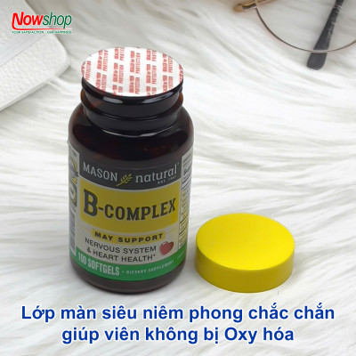 B-Complex Mason Natural Hộp 100 viên bổ sung năng lượng giảm mệt mỏi căng thẳng tăng sức đề kháng
