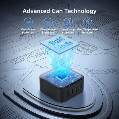 Bộ củ sạc + Cáp MicroPack POWER SERVER GaN 100W MWC-4100 Nhiều Đầu Ra 03xUSB-C Và 01xUSB-A Sạc Siêu Nhanh Nhỏ Gọn Hàng Chính Hãng